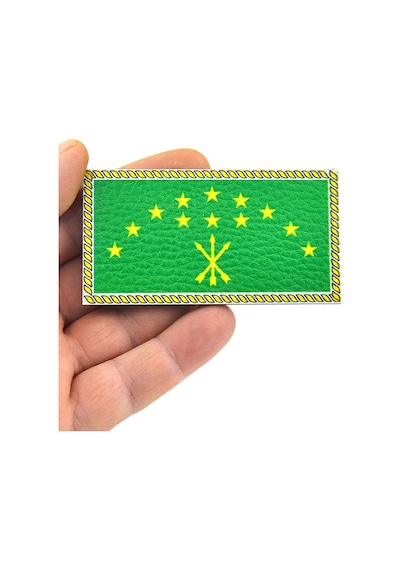 Adige Çerkes Bayrak - Cırt - Patch - Peç - Arma - 8,5x4,5 Cm Yeşil