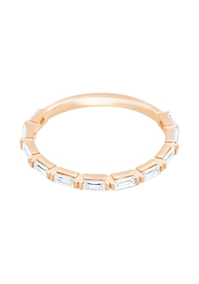 Diamond Line - Gülaylar - Pembe Altın 14 Ayar Baget Yüzük (528501899)