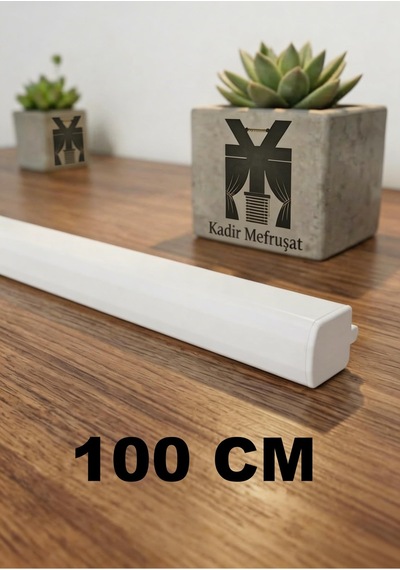 Beyaz Dekoratif Ray Alüminyum 2 Kanallı Dekoratif Metal Perde Kornişi Beyaz100cm - 853503874 Beyaz100cm