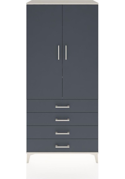 Hyperion Dolap 2 Raflı 4 Çekmeceli Tek Askılı 88x44x195 Aytaşı-antrasit Aytası