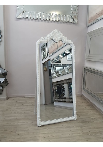 Ayna Denizi Princess White Model Beyaz Renk Dekoratif Ayaklı Boy Aynası Beyaz
