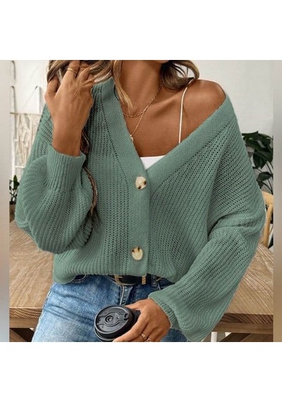 Modi Kadın Uzun Kollu Düğme Detay Triko Bluz Açık Nane Yeşili-ss18