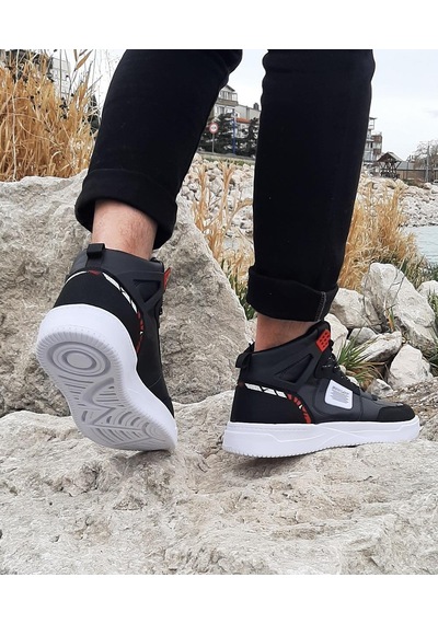 Dunlop 2238 Siyah-Kırmızı, Fuspetli Ortapedik Boğazlı Basket Spor Ayakkabı AYKSAYAK-000492