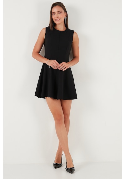 Lela Regular Fit Bisiklet Yaka Volanlı Mini Boy Bayan Elbise 6525647 Siyah Lela Regular Fit Bisiklet Yaka Volanlı Mini Boy Bayan Elbise 6525647 Siyah