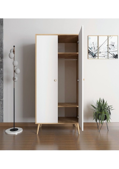 Floradesign Milano Gardırop /elbise Dolabı Iki Kapaklı Dolap Beyaz/meşe