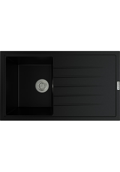 Polex Cristalüx Granit Evye P-03 Siyah Tezgah Altı Ve Tezgah Üstü Mutfak Evyesi 85x49.5 CM