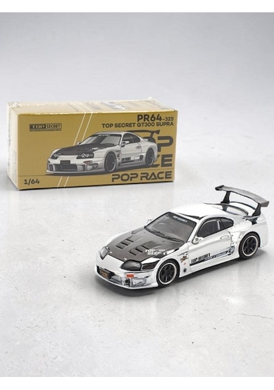 Pop Race Pr64 Toyota Supra Top Secret Gt300 White Chrome 1:64 Diecast Model Araba Sarı