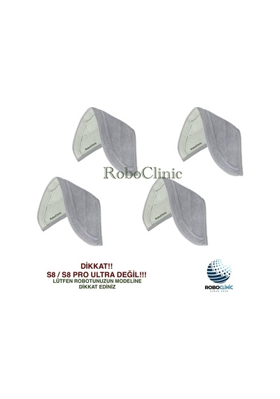 Roborock S8 Pro / S8 Pro+ Plus Ultra Değil Uyumlu Yedek Parça Mop Paspas Bezi 4 Adet