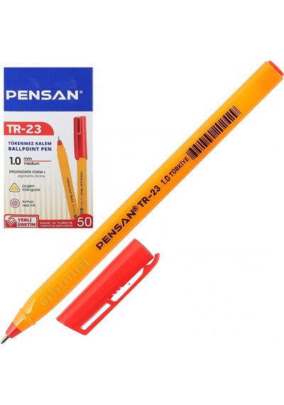 Pensan Tr-23 Üçgen Tükenmez Kalem Kırmızı 50 Li