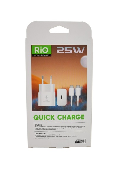 Rio Tech Samsung Uyumlu 25w Adaptör Ve Type-c To Type-c Kablo Şarj Seti