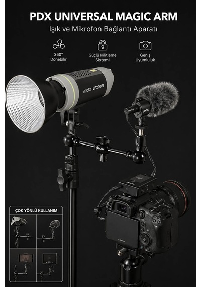 Pdx Universal Magic Arm Işık Ve Mikrofon Bağlantı Aparatı