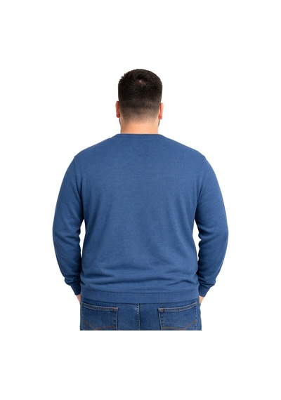 Battalmoda Erkek Büyük Beden İndigo V Yaka Triko Kazak 3xl-4xl-5xl-6xl