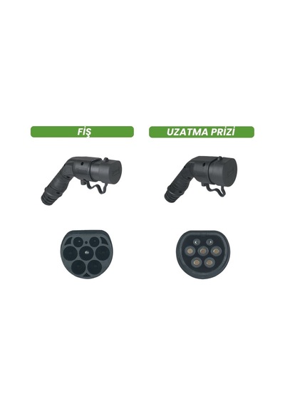 Viego 32a 22kw Trifaze Tip 2 Fiş Priz Şarj Seti 5 Mt Kablolu