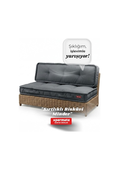 Xpermate Bisküvi Yer Minderi 60x120 Kalın Palet Balkon Petek Önü Fermuarlı Minder Antrasit