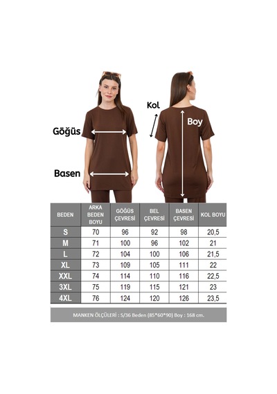 Penyebizden Soft Viskon Uzun Tunik-kahverengi