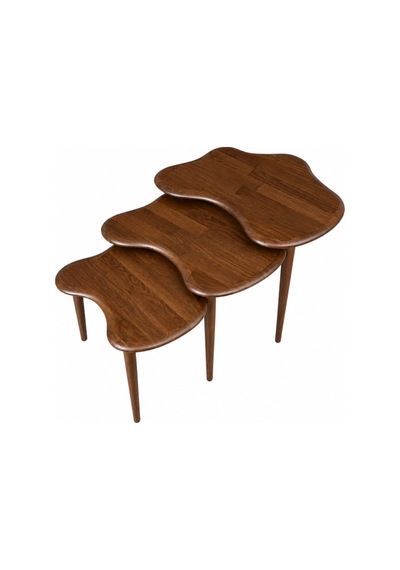 Ant Home Liza Model İskandinav Masif Kayın 3 Lü Zigon Sehpa Doğal Kayın Panel Vernikli Modern Tasarım Ceviz