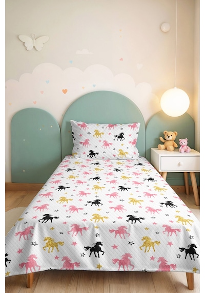 Evimde Bambaşka Unicorn Pembe Kız Çocuk Pike Takımı - Yıldızlı Siyah Altın Bebek Odası Yatak Örtüsü - 160x220 CM Evimde Bambaşka Unicorn Pembe Kız Çocuk Pike Takımı - Yıldızlı Siyah Altın Bebek Odası Yatak Örtüsü - 160x220 CM