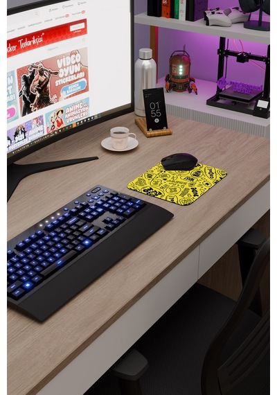 İllüstrasyon Kaymaz Dikişli Kauçuk Oyuncu Mousepad V1 - 22x18 Gaming Mouse Pad Fare Altlığı
