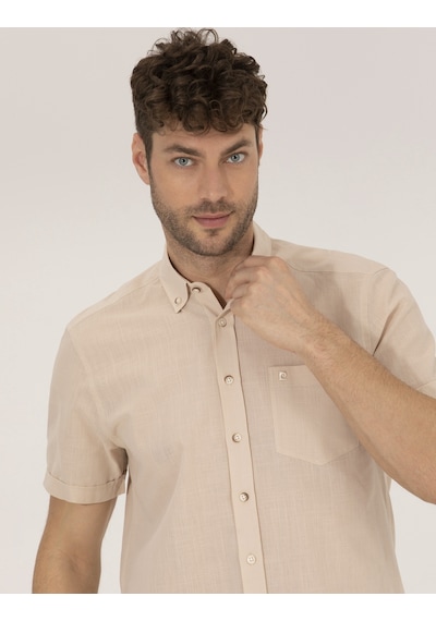 Pierre Cardin Erkek Bej Kısa Kollu Gömlek 50268184-vr011 Bej