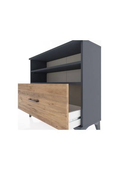 Arges Şifonyer 2 Raflı Tek Çekmeceli 88x30x80 Antrasit-çam Antrasit