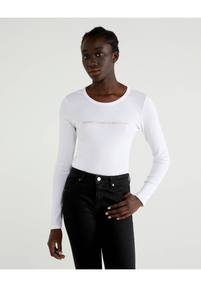 United Colors of Benetton Benetton Kadın Yazılı Uzun Kol Tshırt Kadın Sweatshirt