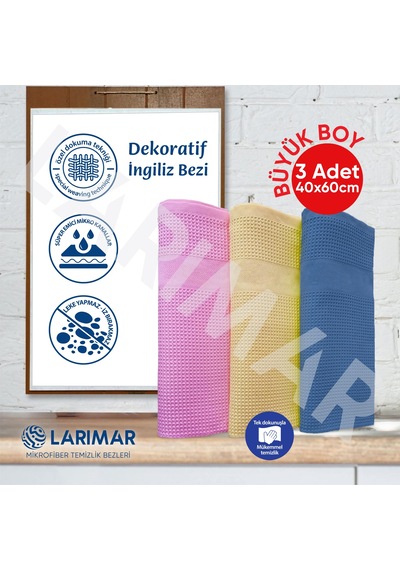 3 Adet Mikrofiber Temizlik Bezi Dekoratif İngiliz Temizlik Bezi