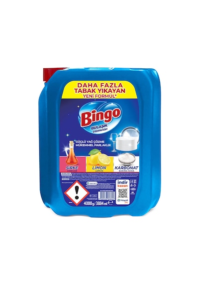Bingo Sıvı Bulaşık Deterjanı Limon Kokulu 4 KG