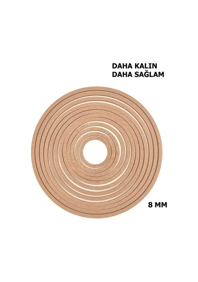 12'li Ham Mdf, 8mm Kalınlık, 30 Cm Kasnak, Boyanabilir Vidasız Kasnak, Makrome Halkası, Düş Kapanı