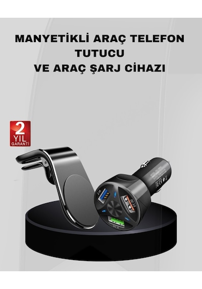 Araç İçi Telefon Tutucu + Quick Charge 3.0 Araç Şarj Cihazı Seti Cn