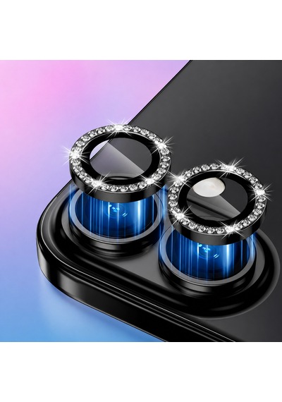 Apple iPhone 17 Uyumlu Taşlı Kamera Lens Koruyucu Siyah