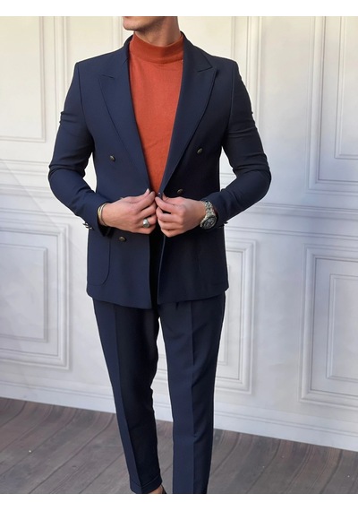 Modefendi Petek Örme Pamuk Likra İtalyan Kesim Slimfit Ceket Pantolon Takım Elbise Lacivert Modefendi Petek Örme Pamuk Likra İtalyan Kesim Slimfit Ceket Pantolon Takım Elbise Lacivert