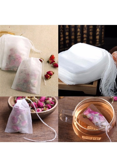 İpli Sallama Çay & Filtre Kahve Poşeti 100 Adet-6 CM Oval
