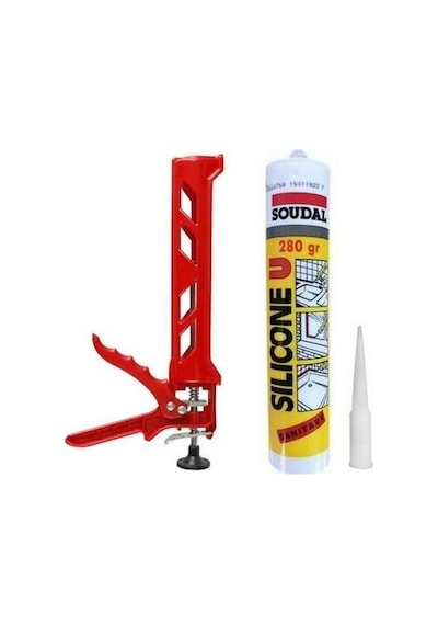 Genel Amaçlı Soudal Şeffaf Silikon + Plastik Silikon Tabancası 280 ML