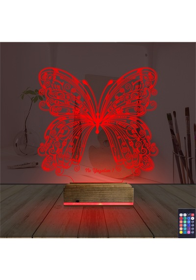 Negelsin 3D Lamba Kişiye Özel Dekoratif Kelebek Çok Renkli
