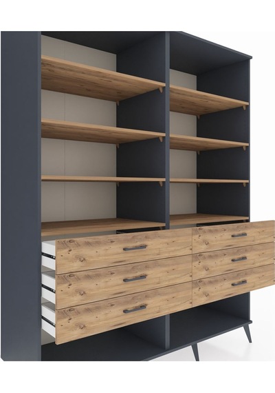 Kronos Gardrop 8 Raflı 6 Çekmeceli 176x59x221 Antrasit-çam Beyaz Kronos Gardrop 8 Raflı 6 Çekmeceli 176x59x221 Antrasit-çam Beyaz