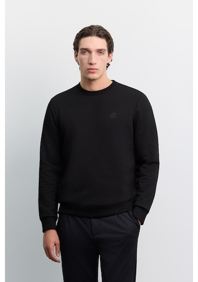 Avva Erkek Siyah Bisiklet Yaka 3 İplik Şardonlu -5 Dereceye Dayanıklı Regular Fit Sweatshirt A62y1291