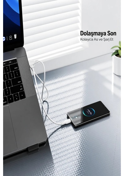 Ven-dens Vd-dc11cc 60 W Pd Type-c To Type-c Hızlı Şarj Ve Veri Kablosu, 1 Metre, Örgü, Beyaz
