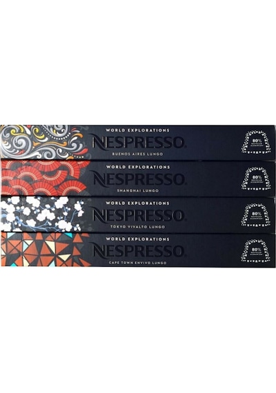 Nespresso World Explorations Kapsül Kahve; Buenos Aires - Shanghai - Tokyo Vivalto - Cape Town 4'lü Set