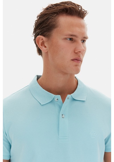 D'S Damat Ds Damat Regular Fit Aqua %100 Pamuklu Uzun Ömürlü Kıvrılmaz Polo Yaka Nakışlı T-shirt 4hc14ort51000 U00