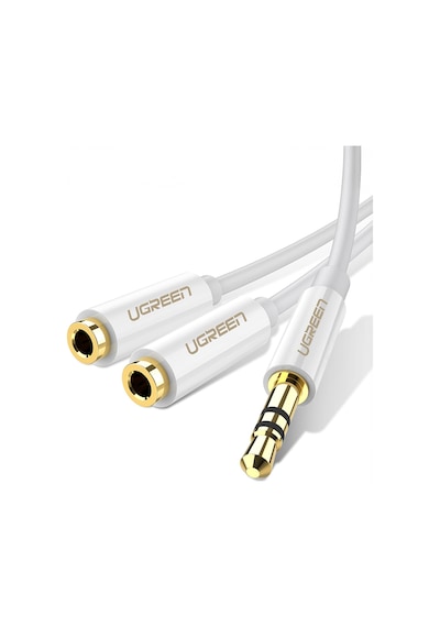 Ugreen 3.5mm Erkek To 2 Dişi Ses Kablosu 20cm Beyaz , 10739