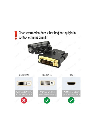 HDMI Dişi to DVI-I (24+5) Erkek Dönüştürücü Adaptör