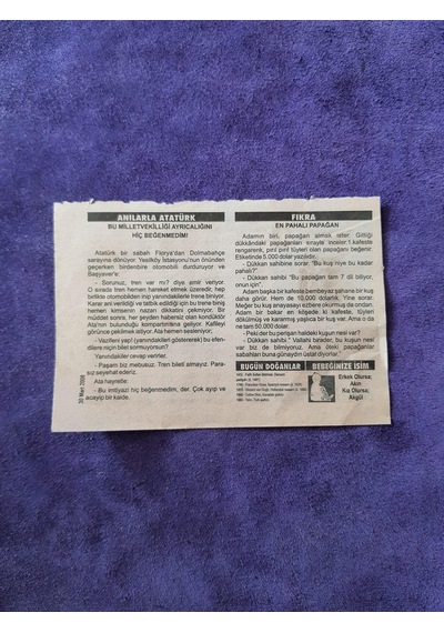 30 Mart 2008 Takvim Yaprağı - Nostaljik Koleksiyonluk Takvim Yaprağı