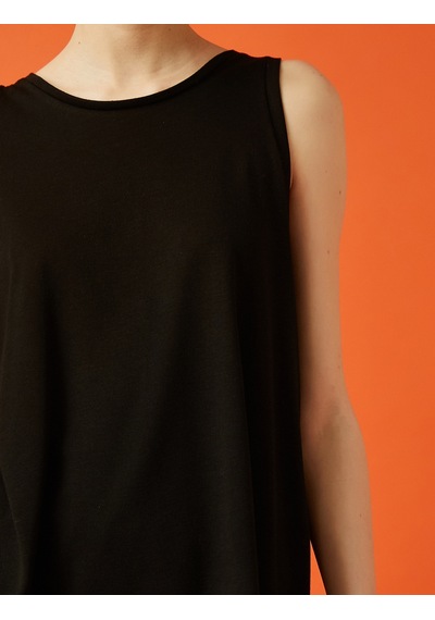 Koton Çizgili Atlet Basic Halter Yaka Tanktop Siyah 1yal38234ık