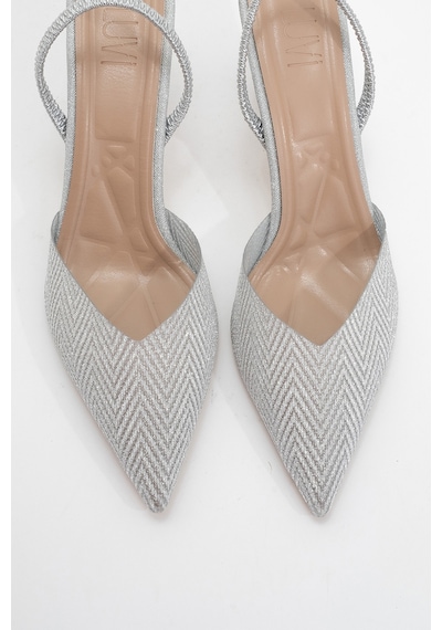 Luvishoes Luvi Shoes Renos Gümüş Kum Sim Sivri Burun Kadın Topuklu Abiye Ayakkabı Gümüş