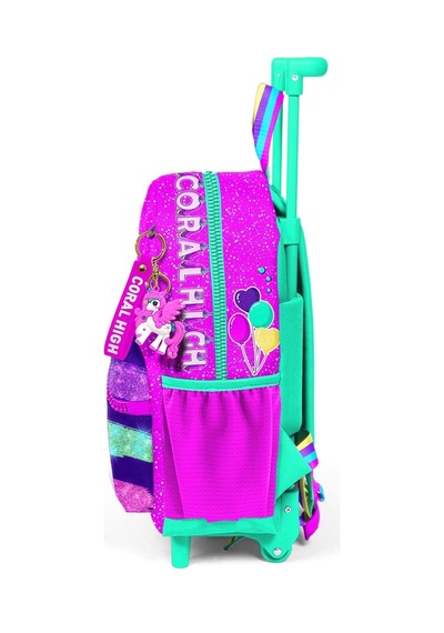 Minik Yuva Çekçekli Sırt Çantası Pembe Su Yeşili Unicorn Desenli İki Bölmeli 24058