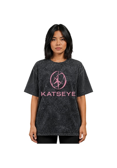 Sevbano Katseye K-pop Müzik Grubu Baskılı Unisex Oversize Vintage Yıkamal Siyah