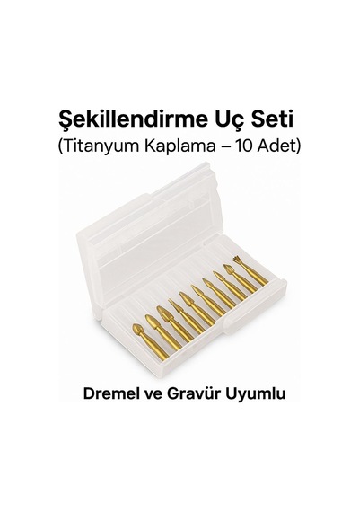 Senbang Dremel Ve Gravür Uyumlu Ahşap Oyma Şekillendirme Uç Seti Titanyum Kaplama 10 Adet