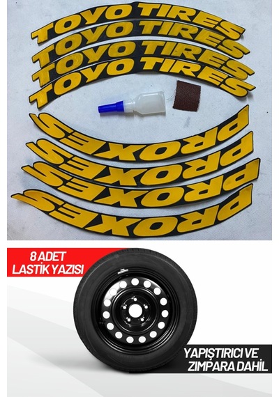 Toyo Tires Proxes Motosiklet Ve Otomobil Araç 3d Oto Lastik Yazısı Sticker Arma 8 Adet Sarı