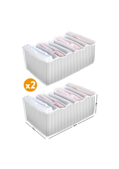 2 Adet 8 Gözlü Akordiyon Organizer Large Kumaş Gri Diğer