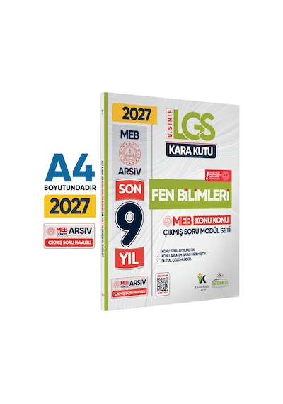 2026 LGS 8.Sınıf FEN BİLİMLERİ Karakutu MEB Çıkmış Soru Modülü Video/PDF Çözüm Konu Konu Son 9 Yıl -